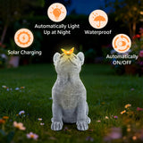 CIYSHO Dog Statue with Solar Butterfly, Cute French Bulldog Garden Statue Outdoor Decor for Outside Yard Lawn Patio Porch, Resin Garden Art Home Decorations Figurine, Dog Lovers Gifts for Women Mom