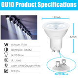 DAYBETTER GU10 LED Light Bulbs, Dimmable GU10 Bulb Replacement for Track Lighting, 5.5w Equivalent 50W, 500 LM Daylight White 5000K, MR16 LED Bulb for Kitchen, Range Hood, Living Room, 12 Pack