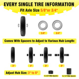 4.80/4.00-8" Tire and Wheel Flat Free 16", Solid Wheelbarrow Tire with 5/8" & 3/4" Bearings 3" Centered Hub, 14"-16" Universal Fit Wheelbarrow Tires for Hand Truck/Garden Trailer/Trolley/Wagon (1)