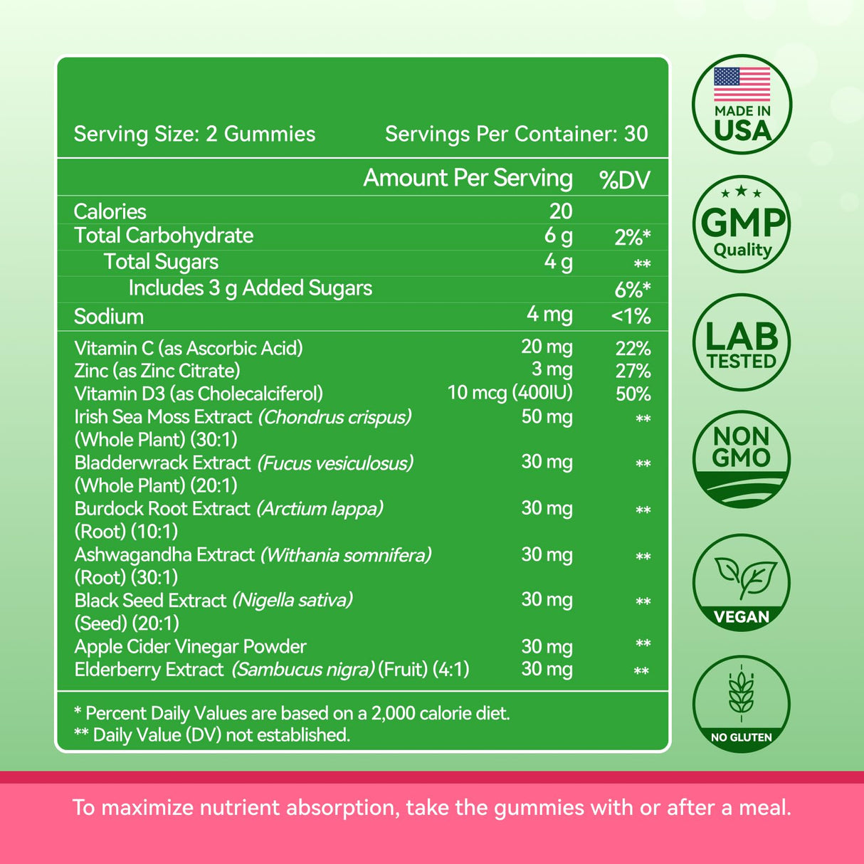Inner Brightness Sea Moss 4000mg Gummies with Ashwagandha, Elderberry, Apple Cider Vinegar, Bladderwrack, Burdock Root – Immune Support – Mixed Berry Flavor – 60 Count