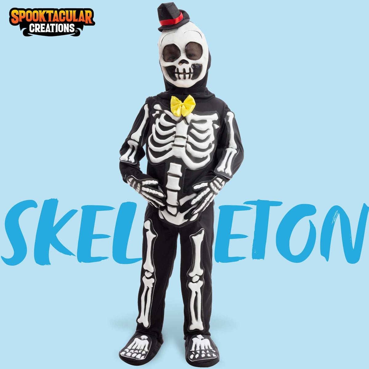 Spooktacular Creations Glows in the Dark Skeleton Costume for Boys, Halloween Skeleton Costume, Bone Jumpsuit for Kids