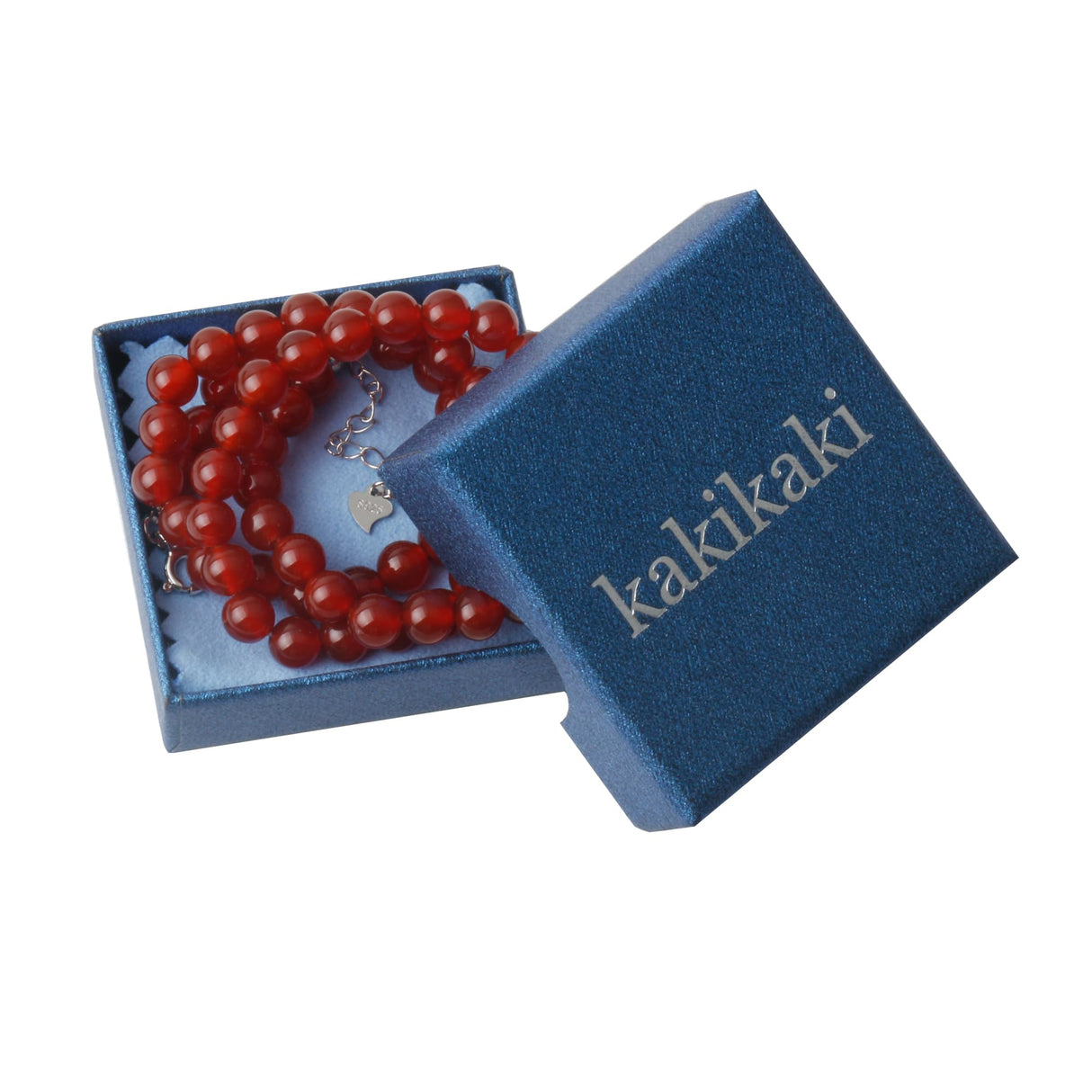 Kakikaki Beaded Natural Red Agate 6MM Round Beads Choker Necklace for Women