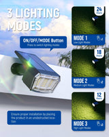 AUDERWIN Solar spotlights Outdoor 63 LED 3 Lighting Modes, IP65 Waterproof Lighten Yard Garden House Garage Pathway for Christmas Decorations-4 Pack