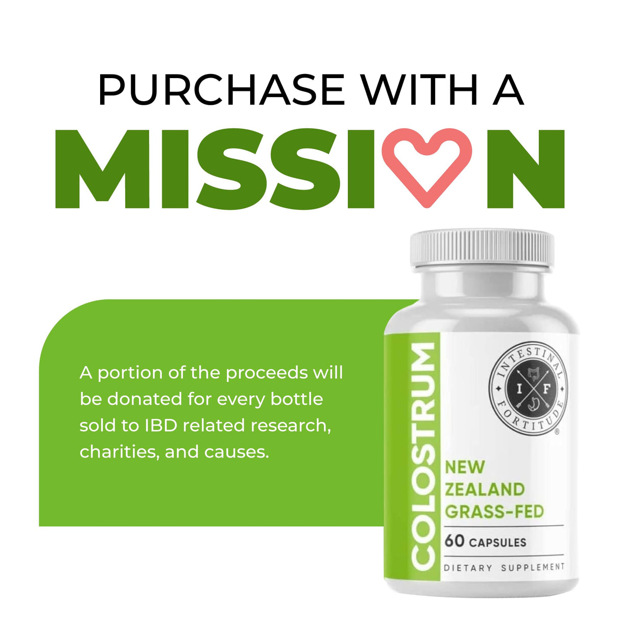 Intestinal Fortitude 100% Grass Fed New Zealand Cows Colostrum Capsules, Grassfed, Hormone Free, GMO Free, Optimal Gut Health and Immune System Support, Leaky Gut, IBD, 500 mg Capsules, 60 CT