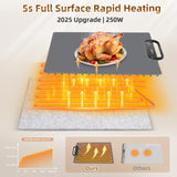 Food Warming Mat – Fast Heating Electric Warming Tray with 7 Temp Settings, 11-Hour Timer & Auto Shut-Off, Foldable Silicone Mat with Child Lock, Portable Warming Pad for Buffets, Holidays – Gray