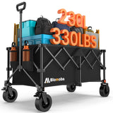Blomoba Collapsible Wagon Cart, Folding Cart with 330LBS Capacity, Black