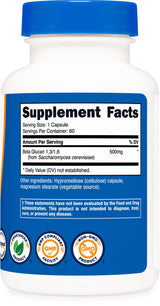 Nutricost Beta Glucan 500mg 1,3/1,6 D-Glucan, 60 Vegetarian Capsules - Gluten Free, Non-GMO