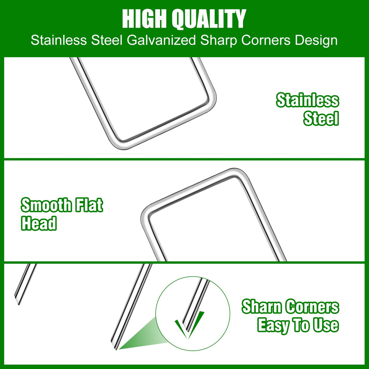 Landscape Fabric Staples with Rubber Hammer,6Inch 50pcs Galvanized Garden Pegs+ 50pcs Gaskets + Pick Hook + Gloves,Anti-Rust,U-Shaped Lawn Spikes,Yard Turf Pins for Weed Barrier,Ground Grass Cover