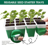 MQHUAYU Self Watering Seed Starter Tray with Grow Light, 10-Pack 120-Cell Reusable Seed Starter Kit with Soft Silicone, Plant Germination Trays with Humidity Dome for Seeding Planting Growing