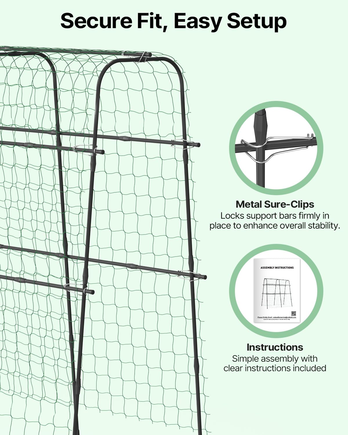 Suteck Cucumber Trellis for Raised Bed 63" x 63" U-Shaped Metal