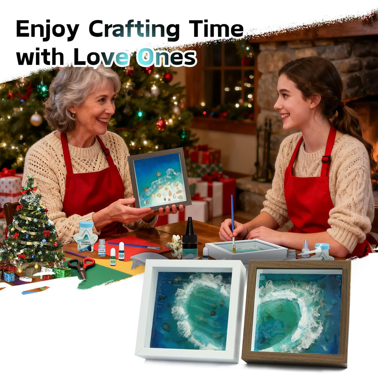 iland Crafts for Adults Women Creative Teen Crafts for Girls Ages 15-18 Great Ocean Resin Art Kit UV Resin Art Projects of DIY Artist Crafting Gifts Unique Gifts for Women on Christmas Romantic
