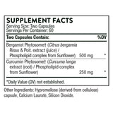 THORNE - Metabolic Health - Gut Health Supplement to Aid Weight Management* - Bergamot Supplement with Silicon Dioxide - Turmeric Supplement to Support Blood Health & Vessels* - 120 Capsules
