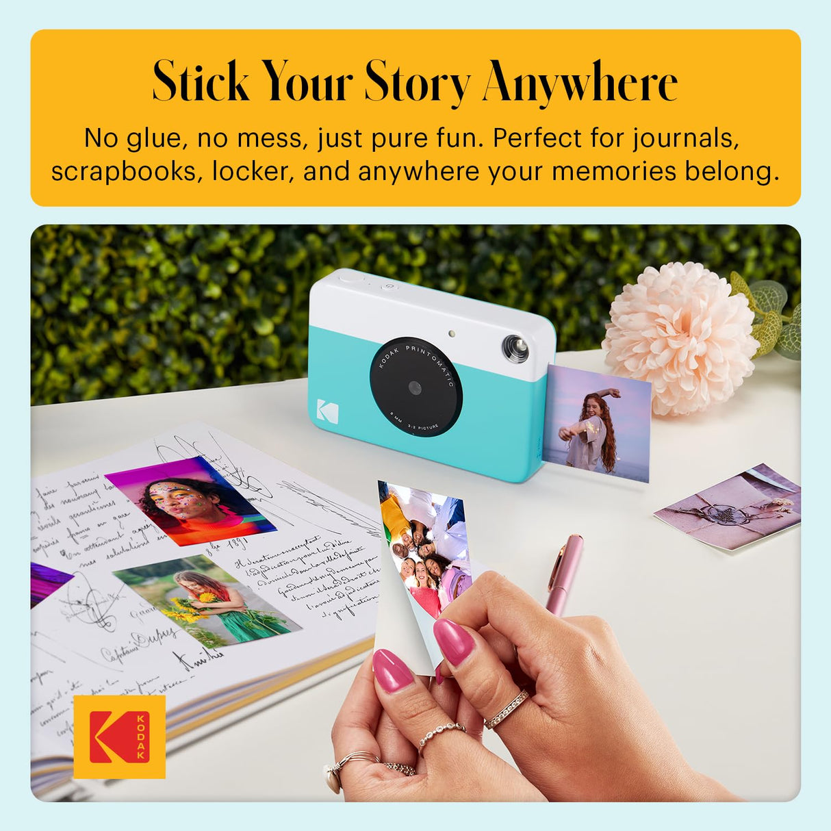 KODAK Printomatic Full-Color Instant Print Digital Camera - Colorful Photos On Zink 2x3" Sticky-Back Photo Paper - 5MP, Portable, Creative Fun Gift for Birthday, Christmas, Holiday - Blue