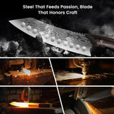 SYOKAMI Japanese Kitchen Knife, 8.2 Inch Chef Knife, Carbon Steel Kiritsuke, Razor Sharp Santoku for Precision Cutting, Damascus Pattern, Full Tang Wood Handle,Thanksgiving Christmas Cooking Gifts