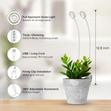 SGLEDs Clip-On Grow Lights for Indoor Plants, 2-in-1 Small Grow Light with One Plug & Auto Timer, 4000K Full Spectrum Dimmable LED Lamp for Potted Houseplants, Seedlings & Lemon Trees