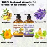Massage Oil for Massage Therapy,Lymphatic Drainage-Ginger Oil Sore Muscle Arnica Oil &Lavender Oil Relaxing Massage Oils for Date Night,Massage Ball,Christmas Gifts for Men,Stocking Stuffers for Women