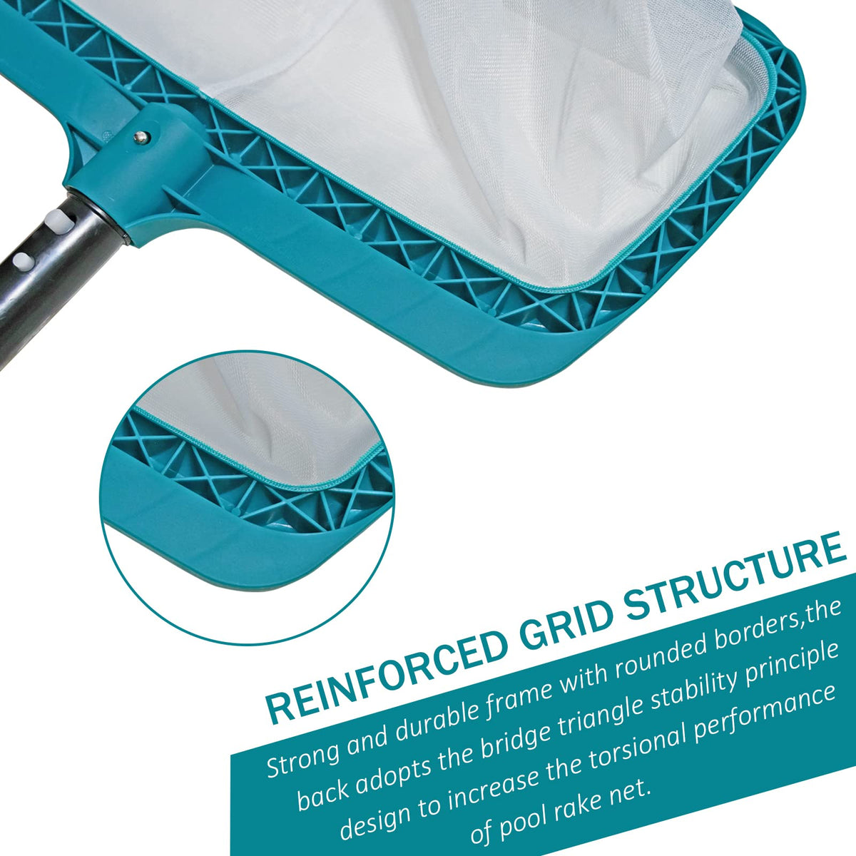 POOLWHALE Pool Skimmer Leaf Rake Net, Fine Mesh Deep Nylon Bag (No Pole)