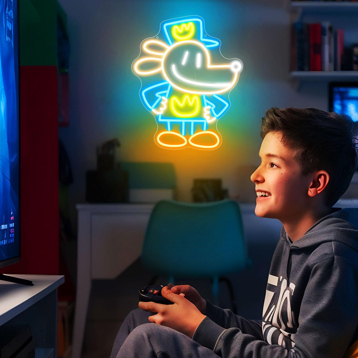 Officially Licensed Dog Man Neon Signs for Wall Decor, Based on DogMan Series LED Light Up Sign for Bedroom, Kids' Room, Game Room, Party, Perfect Birthday/Christmas Gift for Dog Man Lovers & Fans