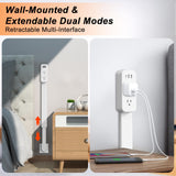Electrical Outlet Extender Stick - Features USB-A, USB-C and 2 AC Outlets, Extends 22"-34", Rotates 180° Access Hard-to-Reach Outlets, Wall Plug Power Socket Expander Nightstands, Sofa, Desks and More