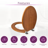 Cambridge Oak Toilet Seat | Wood Oak Effect | Traditional Style | Soft Close Hinges | Universal Size | Bathroom Toilet Seats
