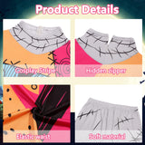 QUJQOM Girls Doll Princess Cosplay Long Sleeve Dress Kids Halloween Costumes Christmas Nightmare Outfits with Leggings, Red Wig, 18 Pcs Stickers QM038XXL