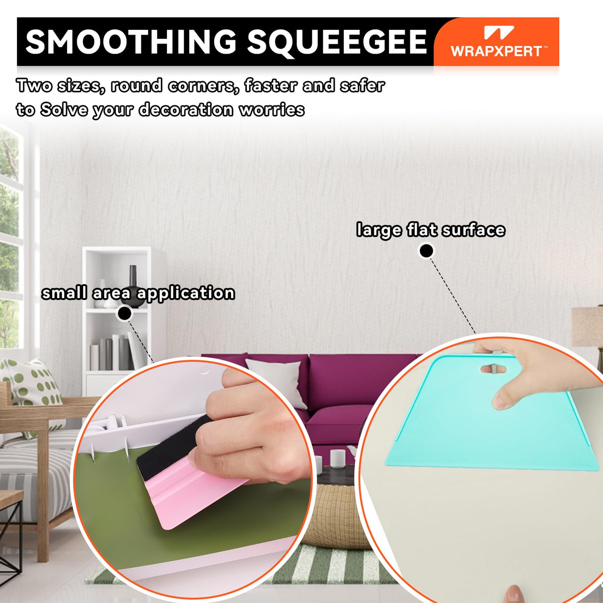 WRAPXPERT Peel and Stick Wallpaper Tools,Wallpaper Smoothing Tool Kit with Smoother,Edge Guider,Paste Brush for Backsplash Tile,Contact Paper