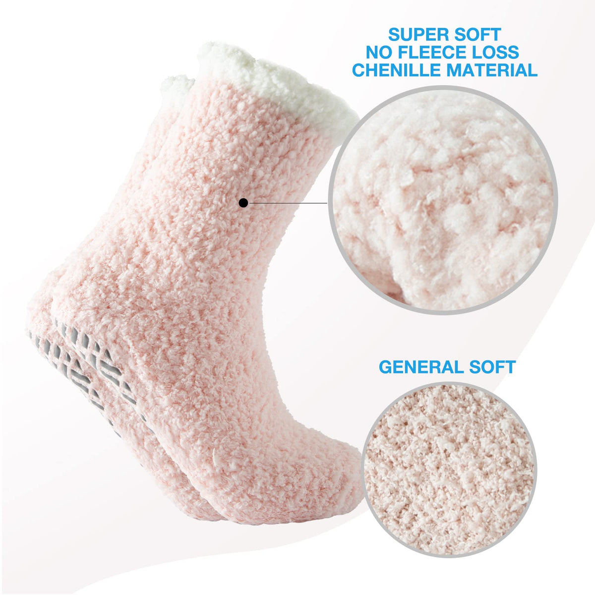 Bulinlulu Fuzzy Socks With Grips Mothers Gifts for Women,7 Pairs Non Slip Hospital Sleep Warm Fluffy Non-Skid Thick Slipper Socks with Grippers (Blue/Dark Grey/Brown/Purple/Pink/Green/White)