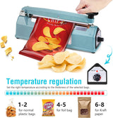 METRONIC Impulse Sealer 8 inch, Manual Heat Sealer Machine for Plastic Bags, Shrink Wrap Bag Sealers Heavy Duty Sealing Machine With Repair Kit, Blue(Pack of 6)