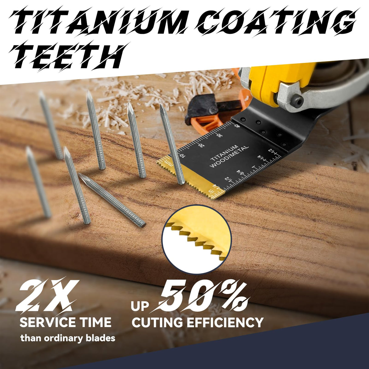 AIFICUT 26pcs Oscillating Saw Blades Titanium Multitool Blades for Wood Plastics Metal oscillating Tool Blades Kits Fit Rockwell Ridgid Ryobi Milwaukee Chicago Craftsman Dewalt