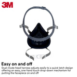 3M Reusable Respirator Half Facepiece 7503, NIOSH, 3M Cool Flow Valve, Dual Airline Supplied Air Compatible, Integrated Dropdown Suspension, Bayonet Connections, For Chemical Handling, Painting, Large