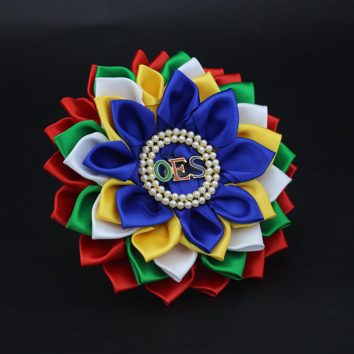 Order of The Eastern Star Brooch Pin for Women OES Brooch Pin Sorority OES Gift Greek Paraphernalia Jewelry Satin & Pearl 5.5" Flower Pin for Sisterhood