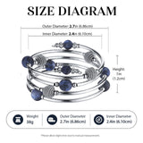 PEARL&CLUB Beaded Chakra Bangle Turquoise Bracelet - Fashion Jewelry Wrap Bracelet with Thick Silver Metal and Mala Beads, Birthday Gifts For Women(63-Navy Blue)
