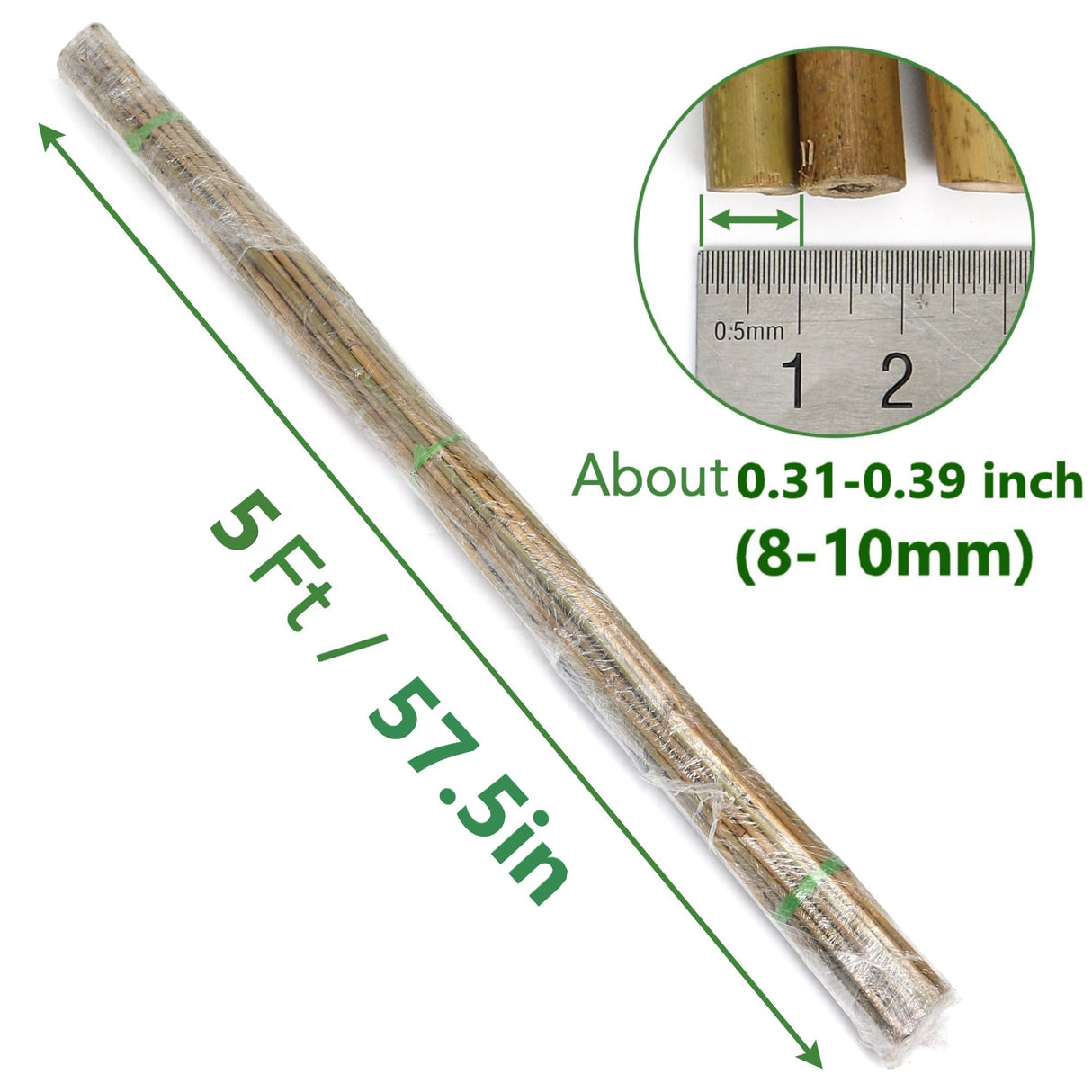 SWANGSA 75 Pack 5Ft (57.5inch) Garden Bamboo Stakes for Plant Support, Garden Poles for Tomatoes, Beans, Flowers, Potted, Indoor and Outdoor Climbing Plants