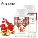 Basigano Red Vine Leaf & Horse Chestnut Extract Capsule Supplements (Vitis Vinifera) 1500mg -Premium Extract for Healthy Veins, Circulation, Heart, Skin