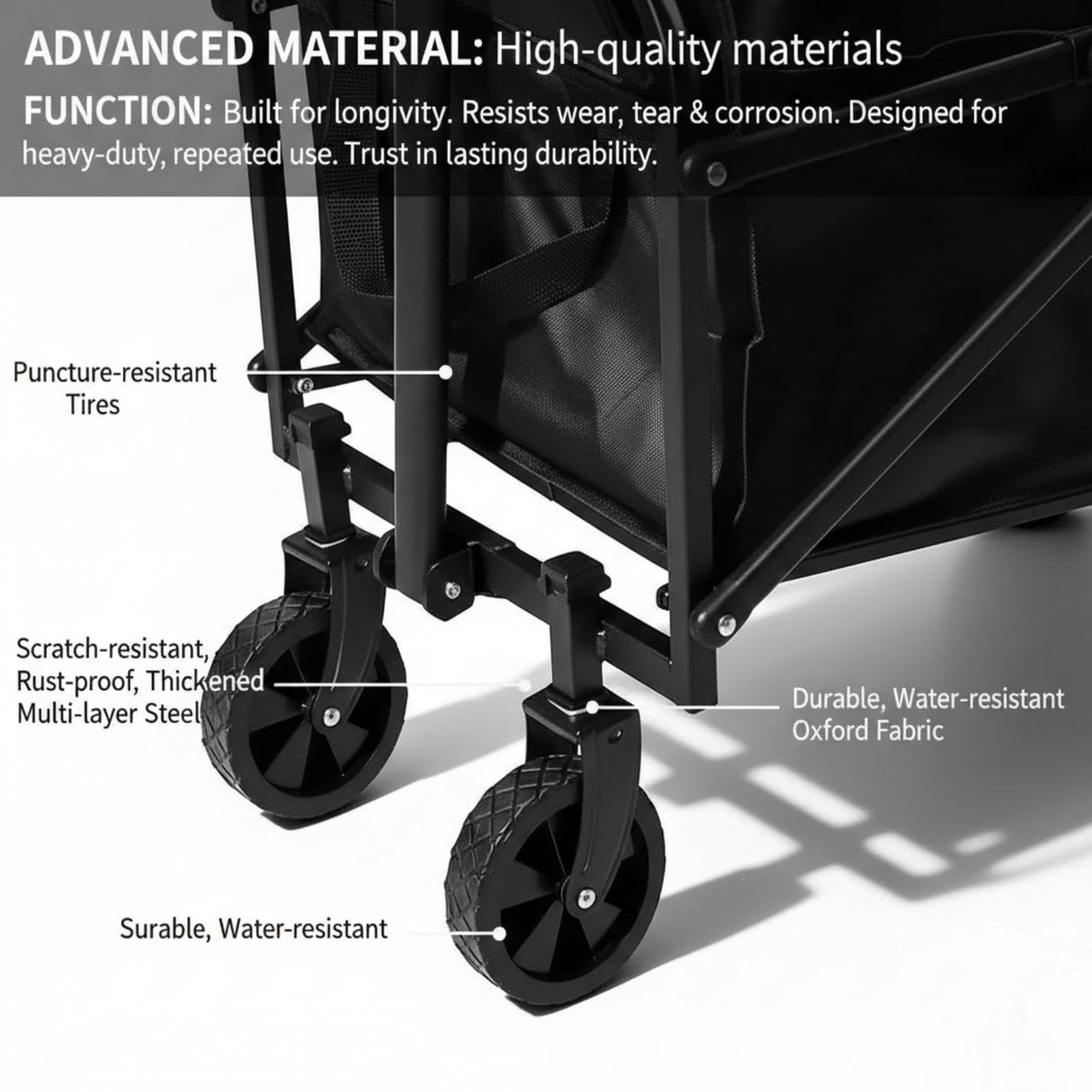 Opkkcun 80L Small Collapsible Wagon Cart Foldable Garden Cart with All Terrain Wheels, Lightweight Portable Utility Wagon for Beach, Camping, Grocery, Shopping, Outdoor Sports