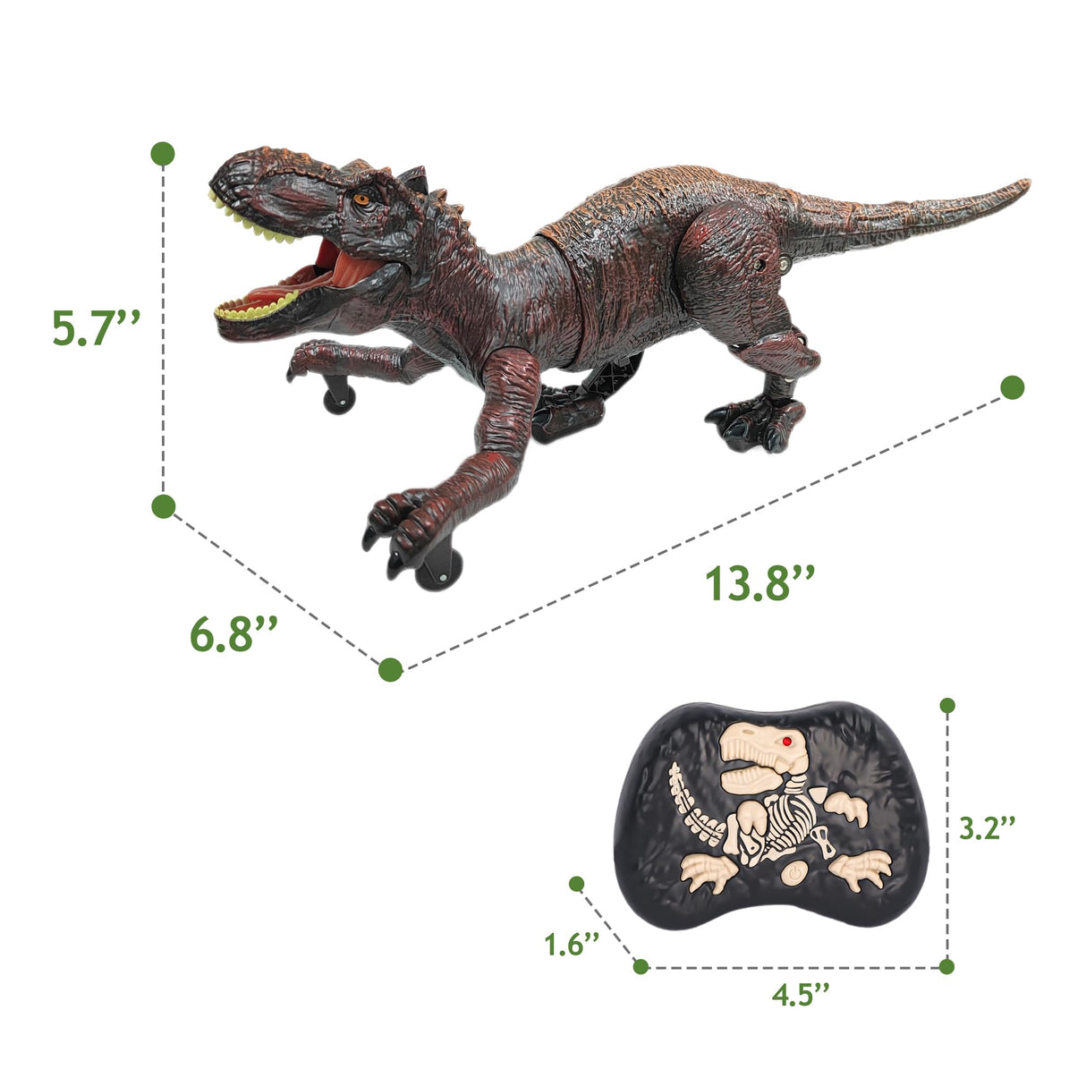 Moskiddo Remote Control Dinosaur Toys for Kids 3-5, 5-7, 8-12, 10-12, Electronic RC T Rex Dino Robot Toy for Boys, Top Christmas & Birthday Gifts for 6 7 8 9 10 11 & 12 Year Old Boys (Color: Brown)