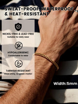 Bestyle 5mm 18K Gold Filled Miami Cuban Chains Bracelets Cool Causal Style Stainless Steel Curb Link Chain Bracelet for Men & Women, Daily Wear Gold Hand Chain 19cm/7.5Inch