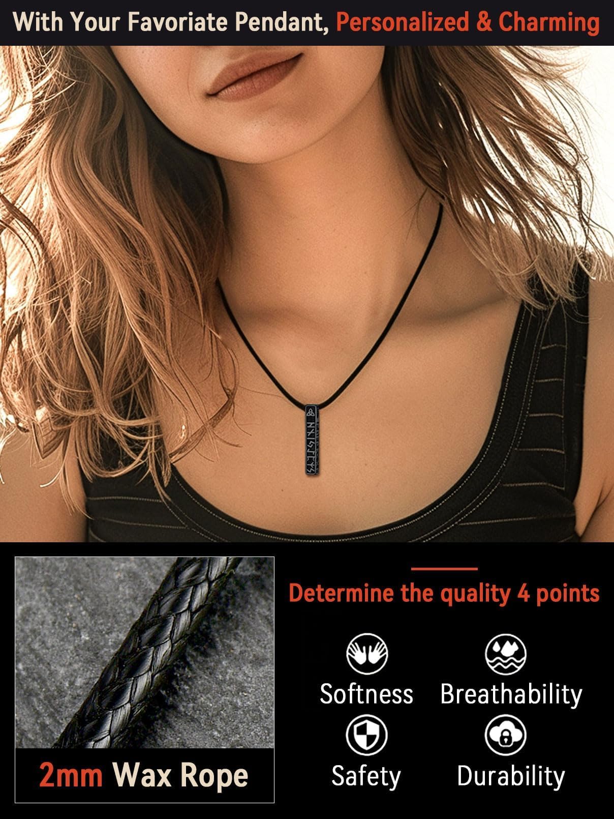 FaithHeart Braided Leather Necklace Cord with Stainless Steel Snap Clasp