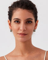 JA.S.JR Square Colored CZ Small Gold Hoops | 18K Gold Plated Small Huggie Hoop Earrings for Women
