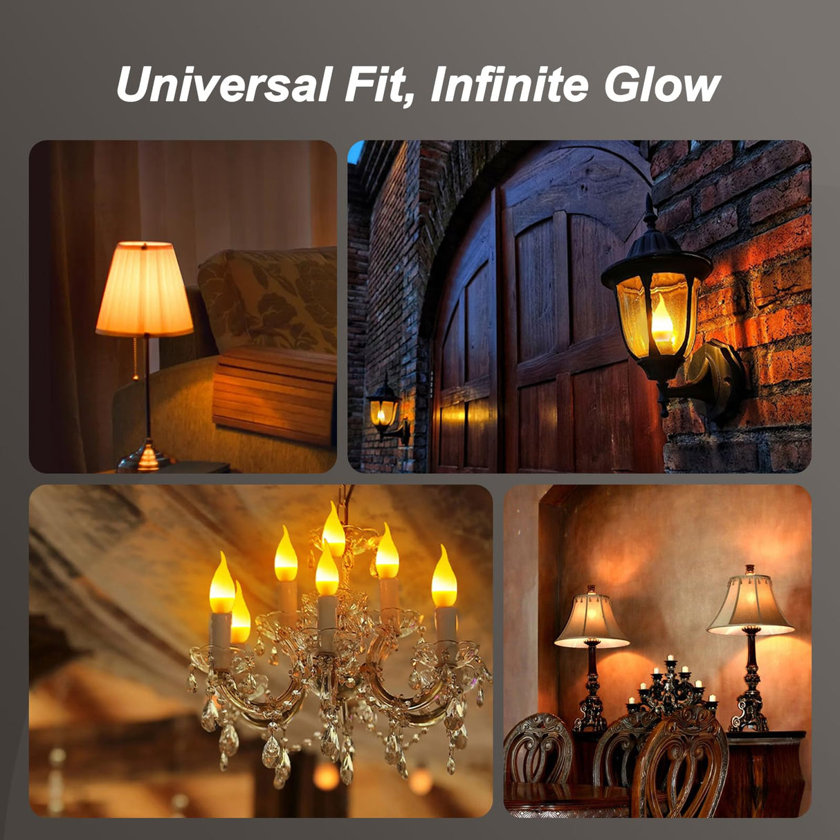 Morsatie Upgraded Flame LED Flame Light Bulbs, 3 Mode E12 Flickering Light Bulbs, Chandelier Base Candle Fire Light Bulb for Halloween Christmas Party Porch Patio Indoor Outdoor Decoration-6 Pack