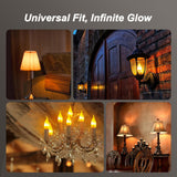 Morsatie Upgraded Flame LED Flame Light Bulbs, 3 Mode E12 Flickering Light Bulbs, Chandelier Base Candle Fire Light Bulb for Halloween Christmas Party Porch Patio Indoor Outdoor Decoration-6 Pack
