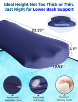 Lower Back Pain Relief Pillow for Sleeping Memory Foam Lumbar Support Pillow for Side Back Sleepers - Ergonomic Cooling Waist Pillow - Back Pain Relief Wedge Cushion Bolster Pillow for Bed, Car, Sofa