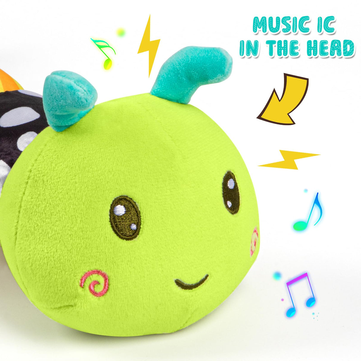 Baby Stuffed Animal Toys for 0-6 6-12 Months, Baby Musical Caterpillar Tummy Time Toys for Babies 3 6 9 12 18 Months, Newborn Infant Sensory Toys Christmas Gifts Stocking Stuffers