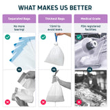 Lunderg Commode Liners with Absorbent Pads - Lavender Scent Medical Grade 50 Count Universal Fit - Disposable Bedside Commode Liners and Pads for Adult Chairs, Portable Buckets & Camping Toilet Bags