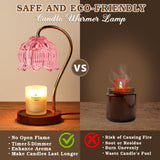 Funistree Flower Candle Warmer Lamp with Timer, Dimmable Candle Lamp Warmer, Christmas Birthday Gifts for Women Mom Her, Housewarming Home Decor, Lotus Wax Warmer for Yankee Candles - Pink Lily
