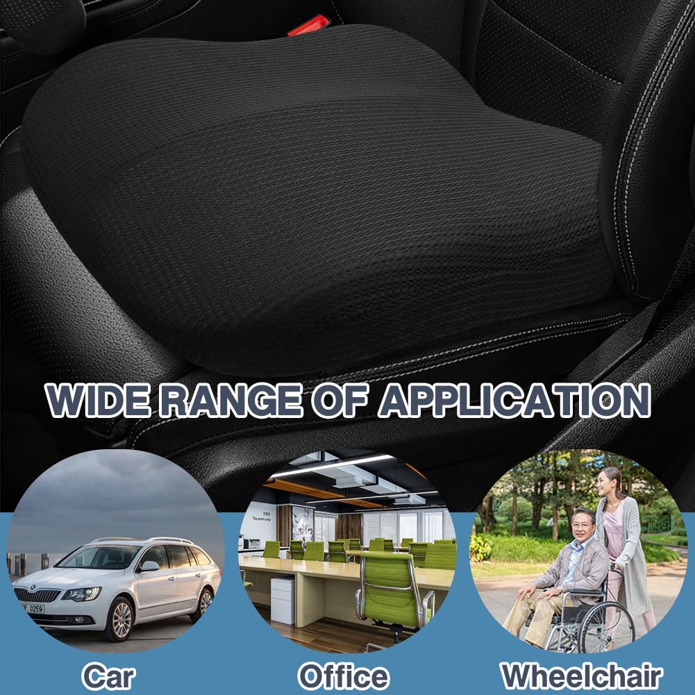 ACBAGI Adult Car Booster Seat for Driver, Driving Seat Cushion,Comfort Memory Foam Car Seat Cushion for Height, Seat Cushion for Car,Office Chair and Home Chair (Black B)