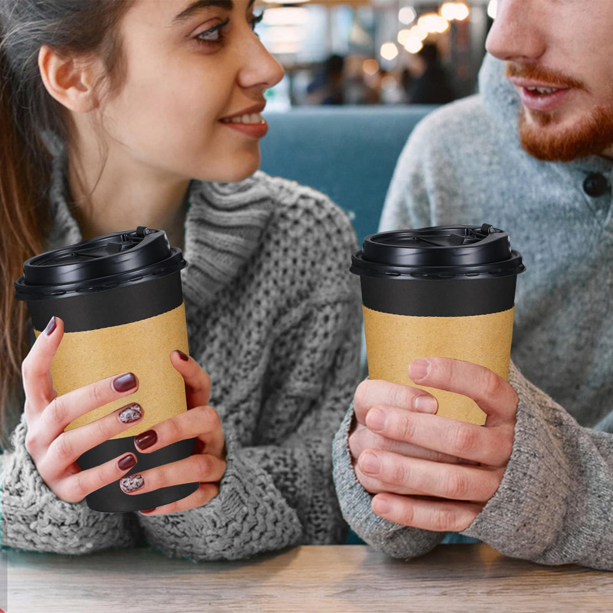 Lamosi 20 Pack 16 oz Disposable Coffee Cups with Lids and Sleeves, White Leak-Proof To Go Coffee Cups with Lids, Hot/Cold Beverage Drinking Cup for Home, Office, Hotel, Parties, Travel