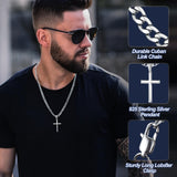 Besteel 925 Sterling Silver Cross Necklace for Men Women Cross Chain 18 In