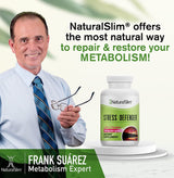NaturalSlim Stress Relief Supplement - Stress Defender, High Cortisol Reducer, Control Cravings, Sleep & Metabolism Support with Vitamin B5 Pantothenic Acid & L Tyrosine - 180 Vegetable Capsules