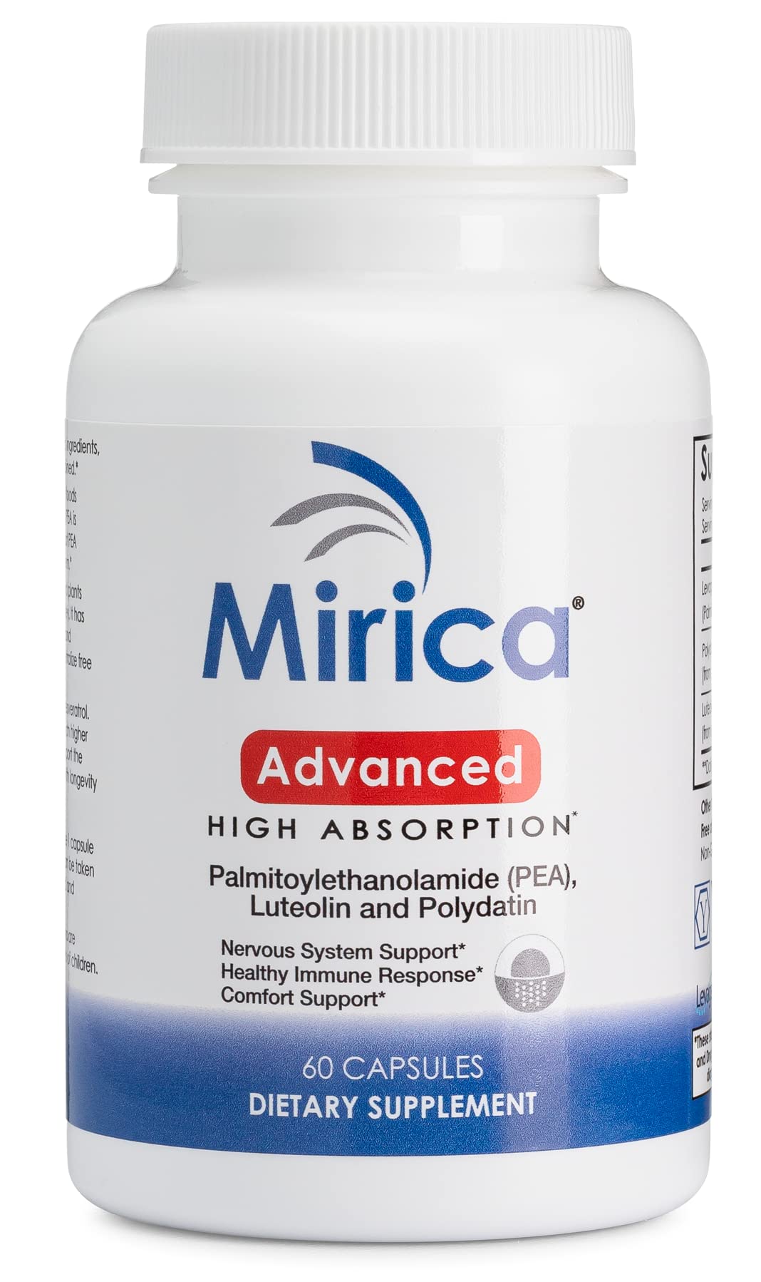 Mirica Advanced - High Absorption Formula, Palmitoylethanolamide (Pea) Luteolin and Polydatin, Nervous System Support Capsule, 60ct